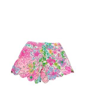 Lilly Pulitzer Pink Floral Scalloped Hem Shorts